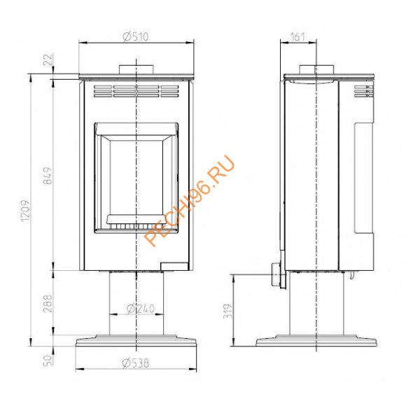 Стальная печь-камин Thorma ANDORRA Exclusive серая Стальная печь-камин Thorma ANDORRA Exclusive серая