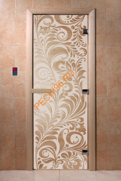 Дверь стеклянная DoorWood «Хохлома сатин», 1700х700 мм