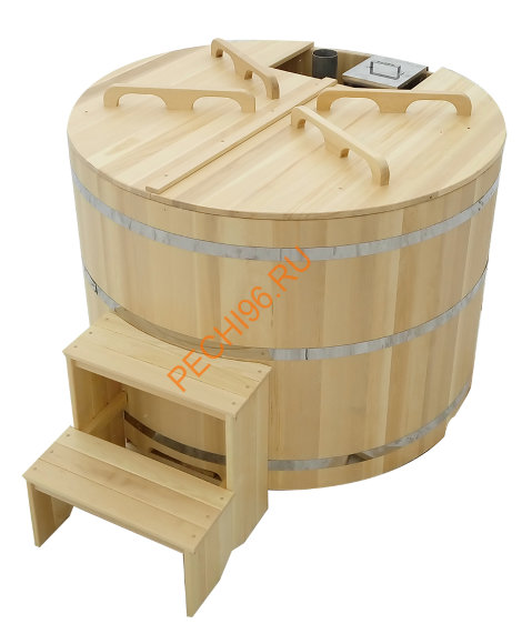 Уличная купель Фурако ExpertSaun с внутренней печью круглая из кедра, h 1200мм