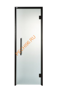 Дверь стеклянная Grandis GS 7х21-M-S-Bl коробка алюминий Diamond Black, ручка Термоабаш