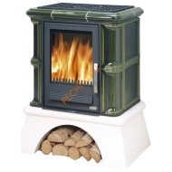 Печь-камин ABX Bavaria L белый цоколь, чугунная вставка