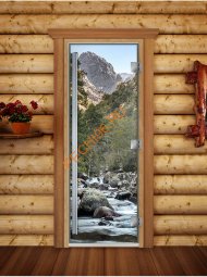 Дверь стеклянная DoorWood «Престиж», 700х1900мм, с фотопечатью «Горная река» Дверь стеклянная DoorWood «Престиж», 700х1900мм, с фотопечатью «Горная река»