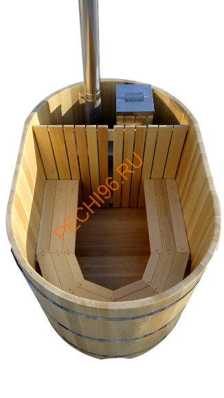 Уличная купель Фурако ExpertSaun с внутренней печью овальная из кедра, h 1200мм Уличная купель Фурако ExpertSaun с внутренней печью овальная из кедра, h 1200мм