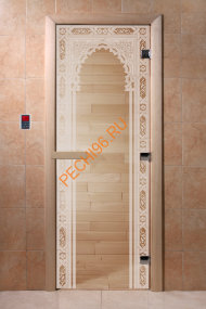 Дверь стеклянная DoorWood «Восточная арка прозрачная», 1900х800 мм Дверь стеклянная DoorWood «Восточная арка прозрачная», 1900х800 мм