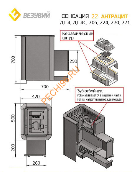 Печь банная Везувий Сенсация Антрацит 22 (ДТ-4С) Печь банная Везувий Сенсация Антрацит 22 (ДТ-4С)