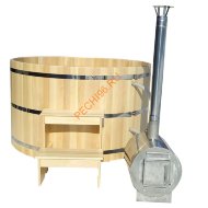 Уличная купель Фурако ExpertSaun с внешней печью круглая из кедра, h 1200мм