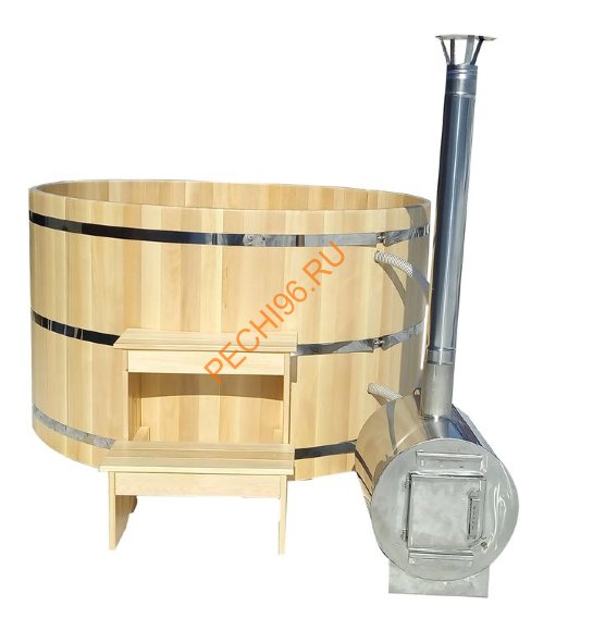 Уличная купель Фурако ExpertSaun с внешней печью круглая из кедра, h 1200мм