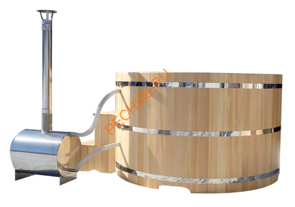 Уличная купель Фурако ExpertSaun с внешней печью круглая из кедра, h 1200мм