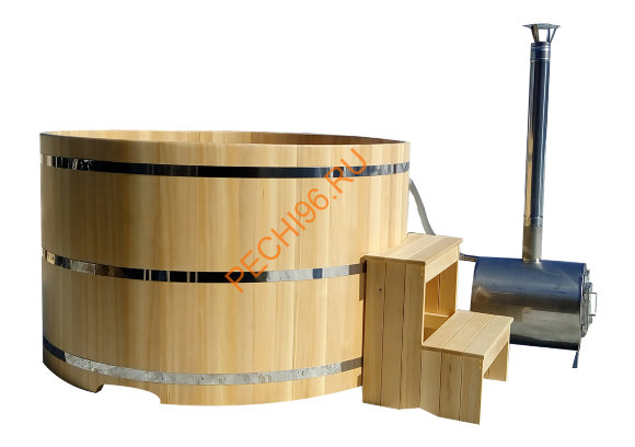 Уличная купель Фурако ExpertSaun с внешней печью круглая из кедра, h 1200мм