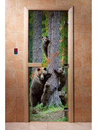 Дверь стеклянная DoorWood с фотопечатью «Мишки в лесу» Дверь стеклянная DoorWood с фотопечатью «Мишки в лесу»