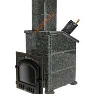 Печь банная чугунная Сибирь-премиум 25 (545х545), ТК 400мм, ЗК, в облицовке Президент пироксенит