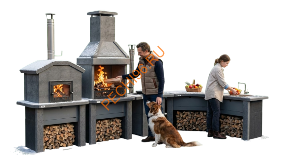 Стол разделочный Барбекю центр Боярин угловой Графит