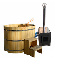 Уличная купель Фурако ExpertSaun с внешней печью овальная из кедра, h 1200мм