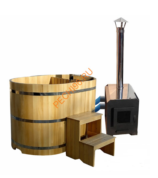 Уличная купель Фурако ExpertSaun с внешней печью овальная из кедра, h 1200мм