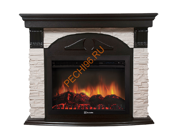 Электрокамин Electrolux EFP/P-2520LS с порталом Firelight Torre 25S, камень белый, венге