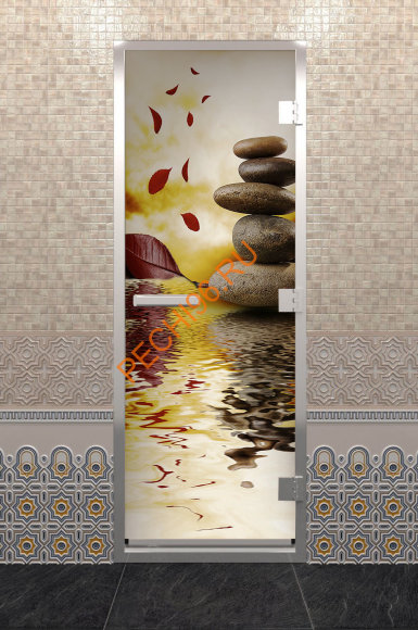 Дверь стеклянная DoorWood Хамам с фотопечатью «Отражение», 1900х700 мм Дверь стеклянная DoorWood Хамам с фотопечатью «Отражение», 1900х700 мм