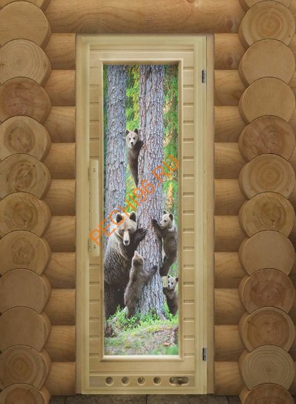 Дверь DoorWood Элит Люкс «Мишки» со стеклом с фотопечатью, 1850х730 мм Дверь DoorWood Элит Люкс «Мишки» со стеклом с фотопечатью, 1850х730 мм