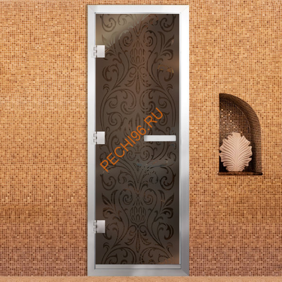 Дверь в хамам стеклянная Арта Престиж Арт 60G Самира, коробка алюминий с порогом