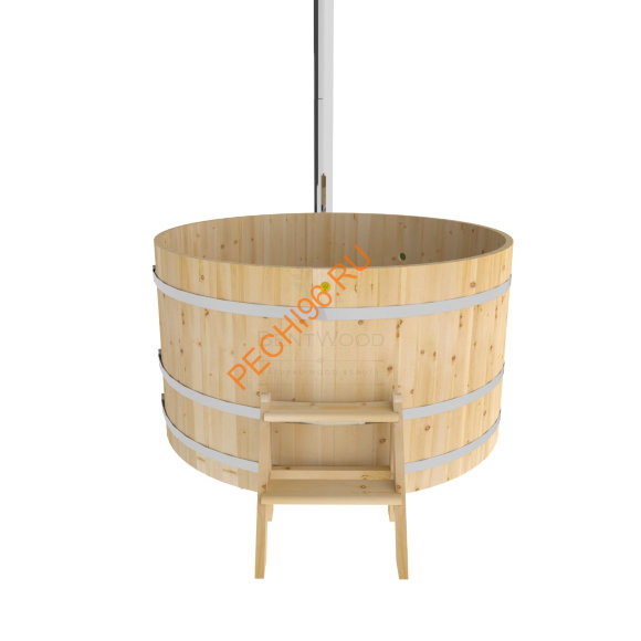 Уличная купель Фурако BentWood из кедра с наружной печью премиум, h 1000мм Уличная купель Фурако BentWood из кедра с наружной печью премиум, h 1000мм