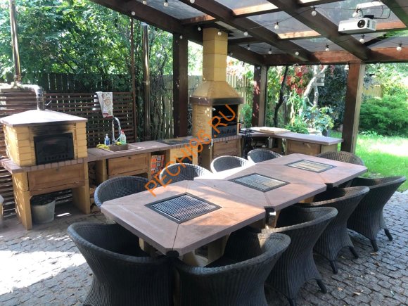 Квадратный стол-гриль Барбекю центр Барон