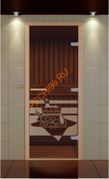 Дверь стеклянная ALDO NEW «Банный день» коробка бук с порогом Дверь стеклянная ALDO NEW «Банный день» коробка бук с порогом