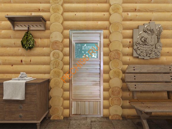 Дверь DoorWood вагонка Эконом со стеклом Дженифер, 1850х750 мм