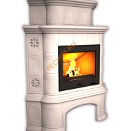 Печь-камин КимрПечь Прованс угловой двухъярусный Белый с дровником