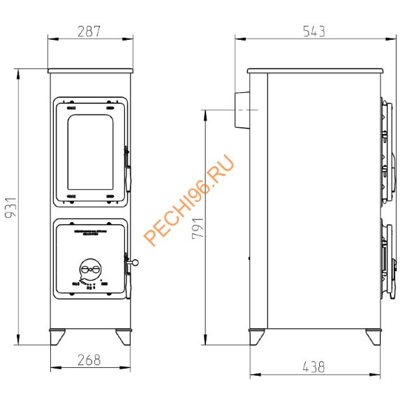 Стальная печь-камин Thorma FLENSBURG II черно-серая