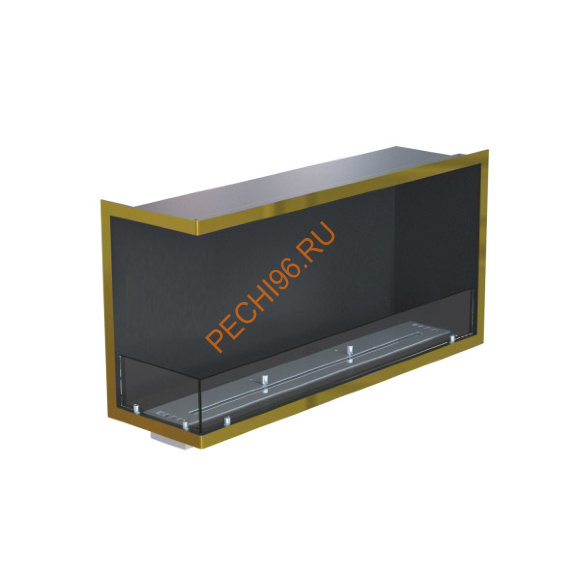 Биокамин угловой 1000х500х300 мм, стекло, рамка латунь