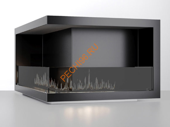 Биокамин угловой 500х1200х520 мм, стекло тонированное
