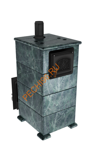 Печь банная чугунная Сибирь-премиум 25 (700х700), ТК 400 мм, ЗК, в облицовке Русский пар змеевик