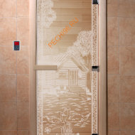 Дверь стеклянная DoorWood «Банька в лесу прозрачная», 1900х600 мм