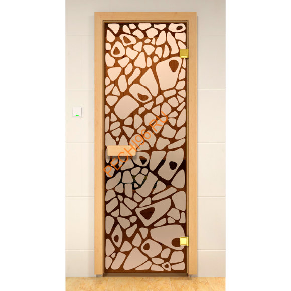 Дверь стеклянная SAUNA MARKET «Морское дно» коробка осина