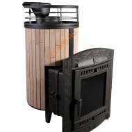 Печь банная Атмосфера L Окаменевшее дерево ламель+сетка