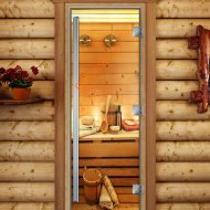 Дверь стеклянная DoorWood «Престиж», 800х2000мм, с фотопечатью «Релакс»