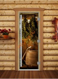 Дверь стеклянная DoorWood «Престиж», 800х2000мм, с фотопечатью «Русская парная» Дверь стеклянная DoorWood «Престиж», 800х2000мм, с фотопечатью «Русская парная»