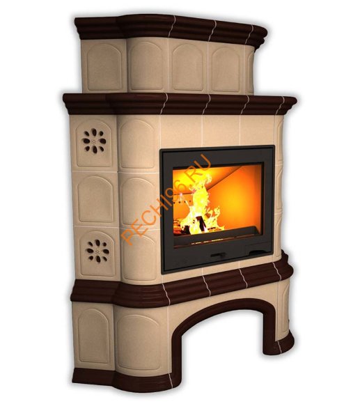 Печь-камин КимрПечь Прованс угловой двухъярусный Шоколад с дровником Печь-камин КимрПечь Прованс угловой двухъярусный Шоколад с дровником