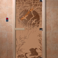 Дверь стеклянная DoorWood «Лебединое озеро бронза матовая», 2000х700 мм