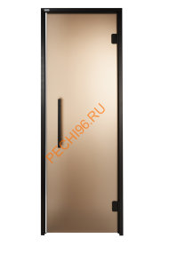 Дверь стеклянная Grandis GS 7х20-BM-S-Bl коробка алюминий Diamond Black, ручка Термоабаш