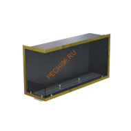 Биокамин угловой 1200х500х300 мм, стекло тонированное, рамка латунь