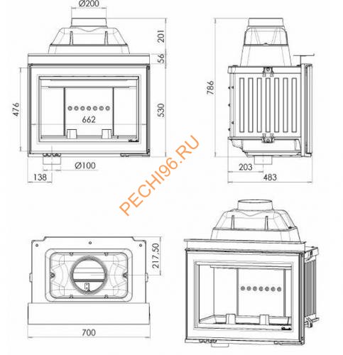 Дровяной камин CHAZELLES Vintage с топкой HP 700 L