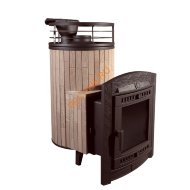 Печь банная Атмосфера L Окаменевшее дерево ламель+сетка, с тоннелем