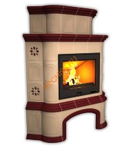 Печь-камин КимрПечь Прованс угловой двухъярусный Вишня с дровником Печь-камин КимрПечь Прованс угловой двухъярусный Вишня с дровником