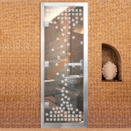 Дверь в хамам стеклянная Арта Престиж Арт 60G Мозаика, коробка алюминий с порогом