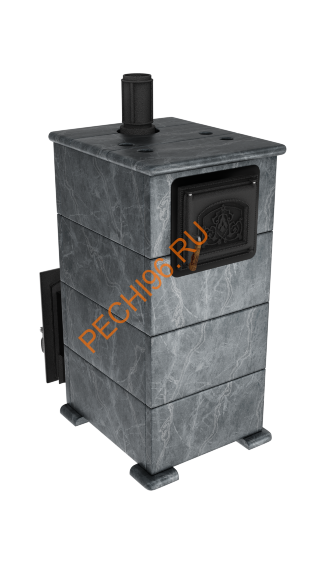 Печь банная чугунная Сибирь-премиум 25 (545х545), ТК 300 мм, ЗК, в облицовке Русский пар талькомагнезит
