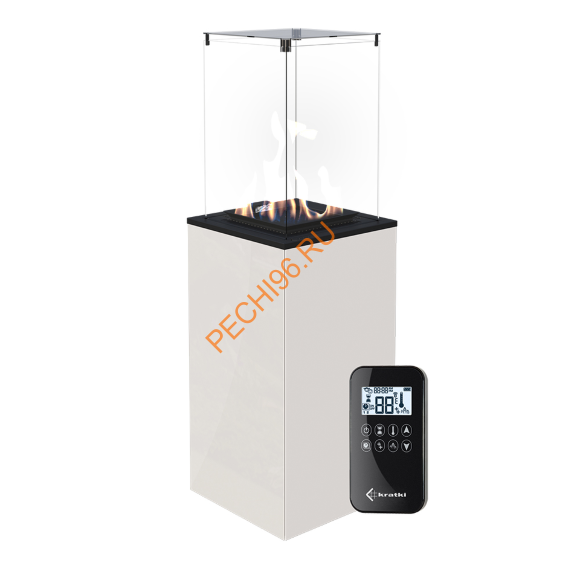 Камин уличный газовый Kratki PATIO/G31/37MBAR/B, белое стекло, с пультом ДУ Камин уличный газовый Kratki PATIO/G31/37MBAR/B, белое стекло, с пультом ДУ