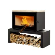 Печь-камин АСТОВ КУБ 800 Крема беж на подиуме