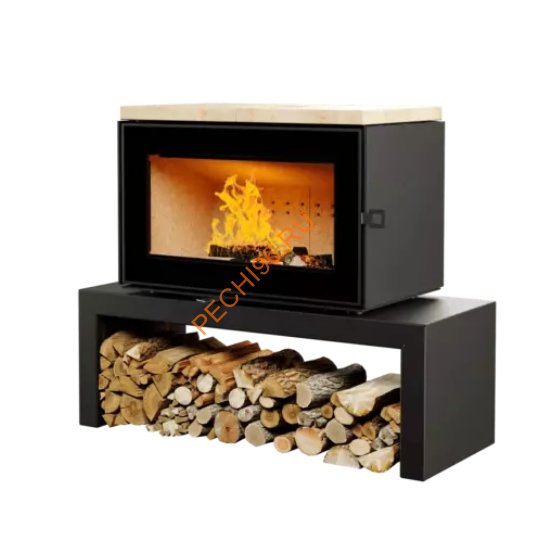 Печь-камин АСТОВ КУБ 800 Крема беж на подиуме