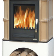 Печь-камин ABX Bavaria K прямой цоколь вставка Комбо 10,4кВт (ТО 6,9кВт)