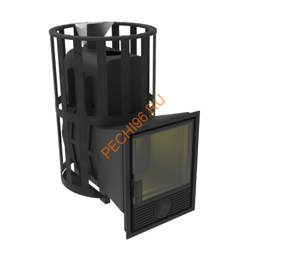 Печь-камин банная Берёзка Воевода 15 Д-1 ЗК, сетка